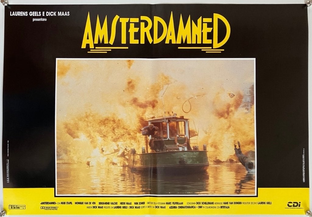 Amsterdamned (1988) - Originele filmposter (nr 7), Verzenden, Zo goed als nieuw, A1 t/m A3, Film en Tv