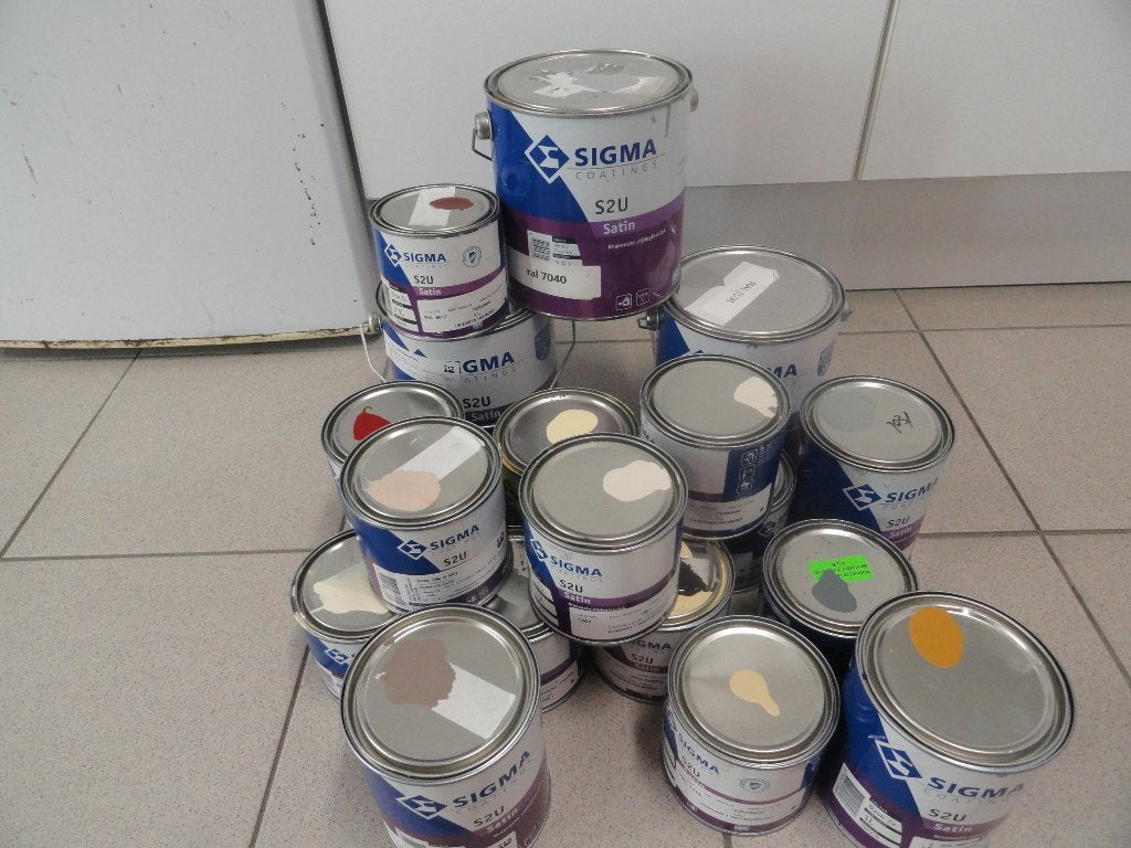 PARTIJ SIGMA S2U SATIN ZIJDEGLANSLAK DIVERSE KLEUREN GEENWIT, Minder dan 5 liter, Ophalen of Verzenden, Nieuw, Overige kleuren