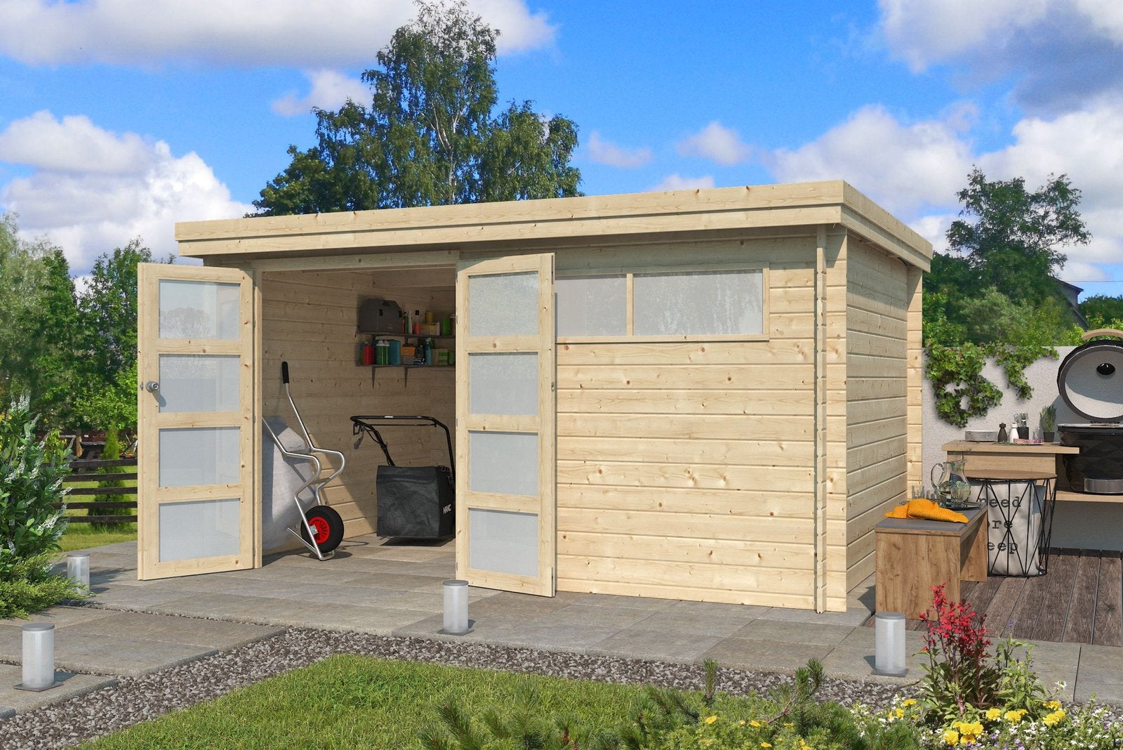 AANBIEDING Berging Schuur Tuinhuis Blokhut  Oregon 415x295, 200 tot 400 cm, 250 tot 500 cm, Blokhut, Nieuw