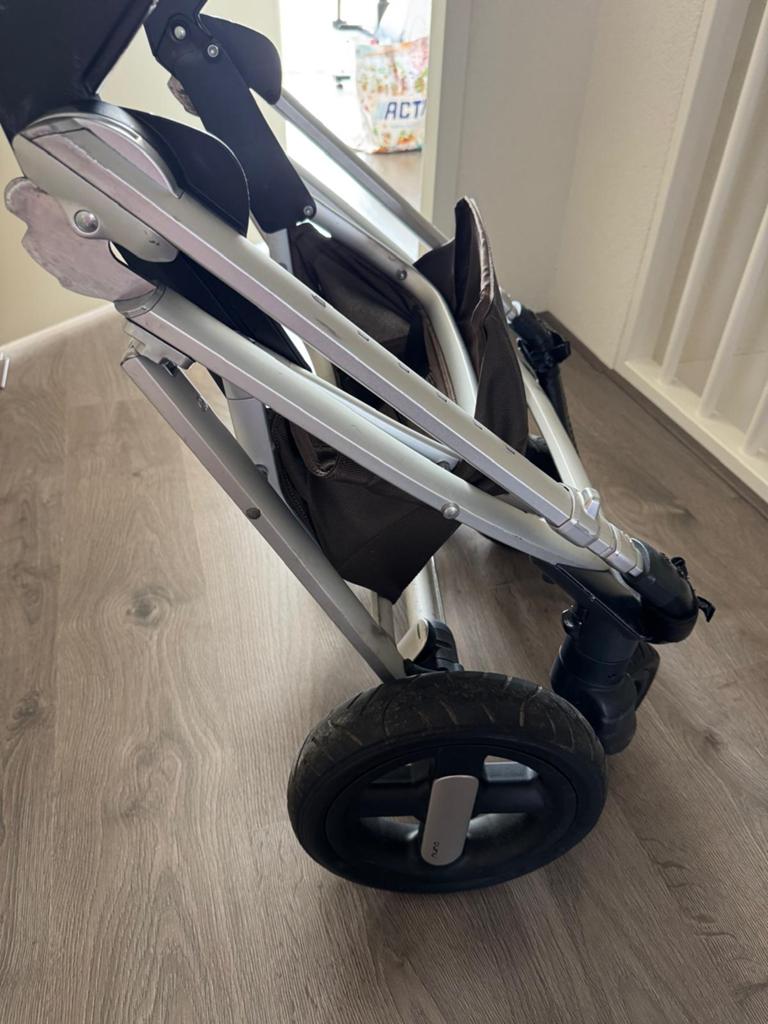 Bruine 2 in 1 kinderwagen van Nuna, Gebruikt, Verstelbare duwstang, Combiwagen, Ophalen