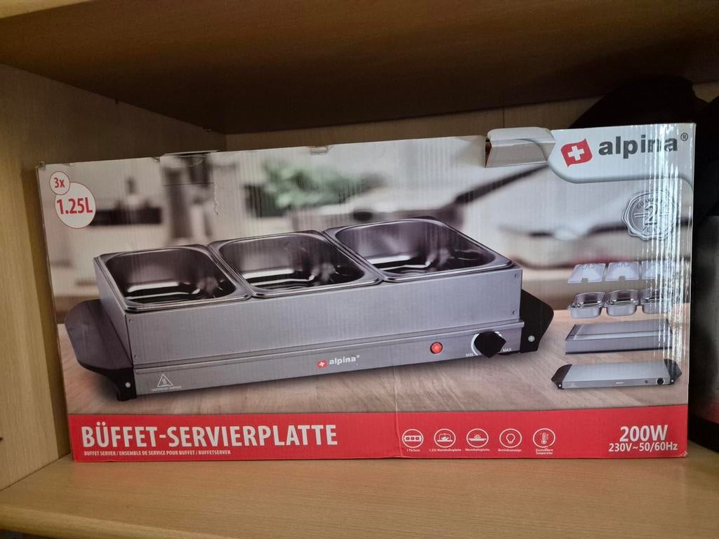 Alpina buffet-serveerplaat met 3 pannen, Ophalen