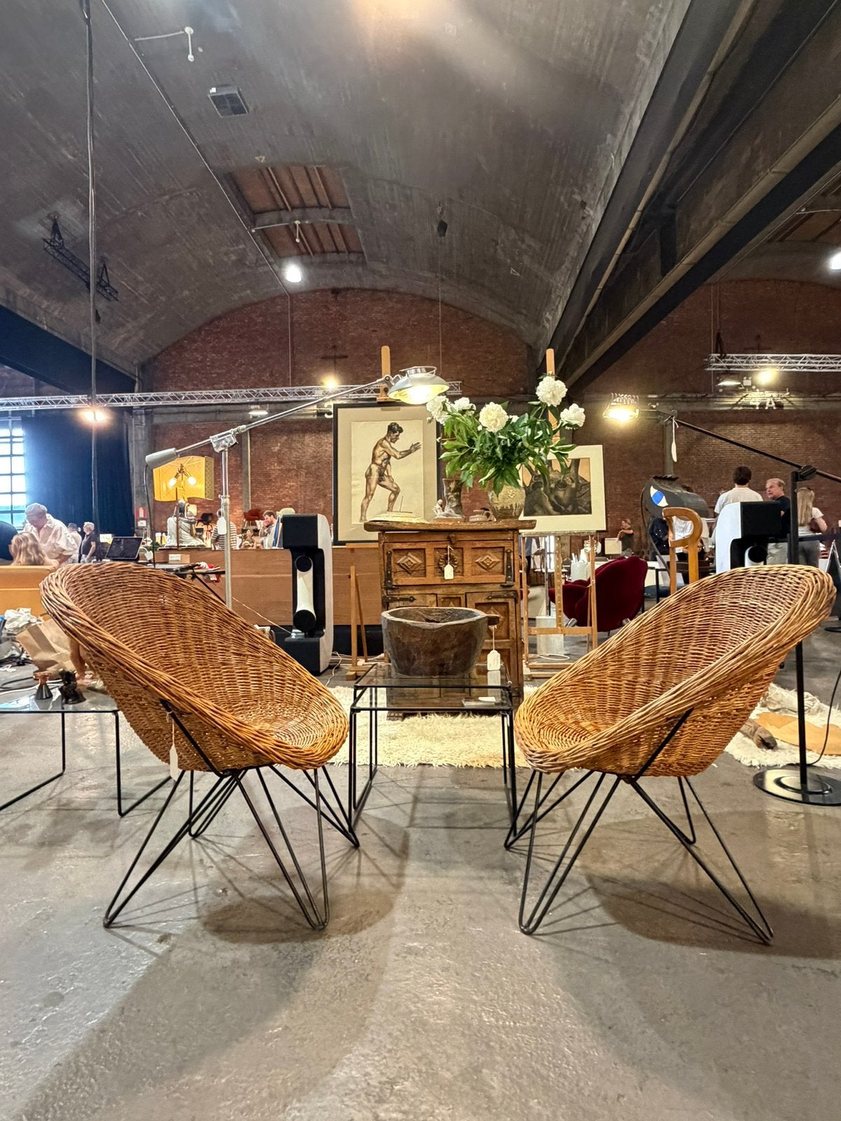 Twee vintage rotan stoelen Teun Velthuizen Urotan ‘50, Ophalen, Gebruikt, Minder dan 75 cm, 50 tot 75 cm