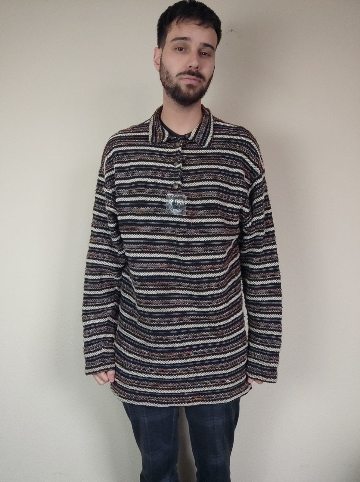 Vintage oversized trui / sweater Body Glove - gestreept, Maat 48/50 (M), Hgv, Ophalen of Verzenden, Gedragen