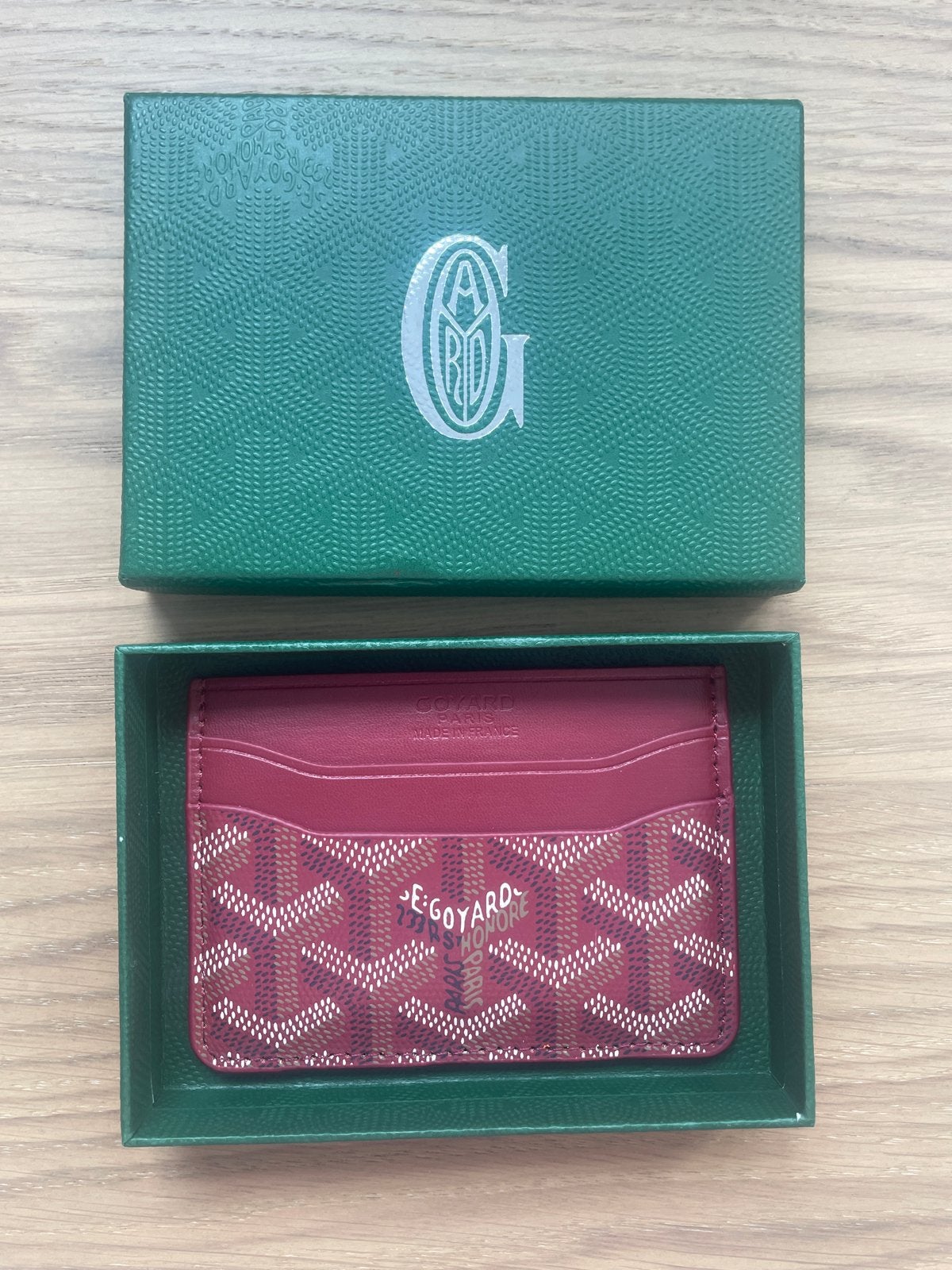 Goyard Saint Sulpice Kaarthouder Rood, Sieraden, Tassen en Uiterlijk, Portemonnees, Overige merken, Ophalen of Verzenden, Zo goed als nieuw