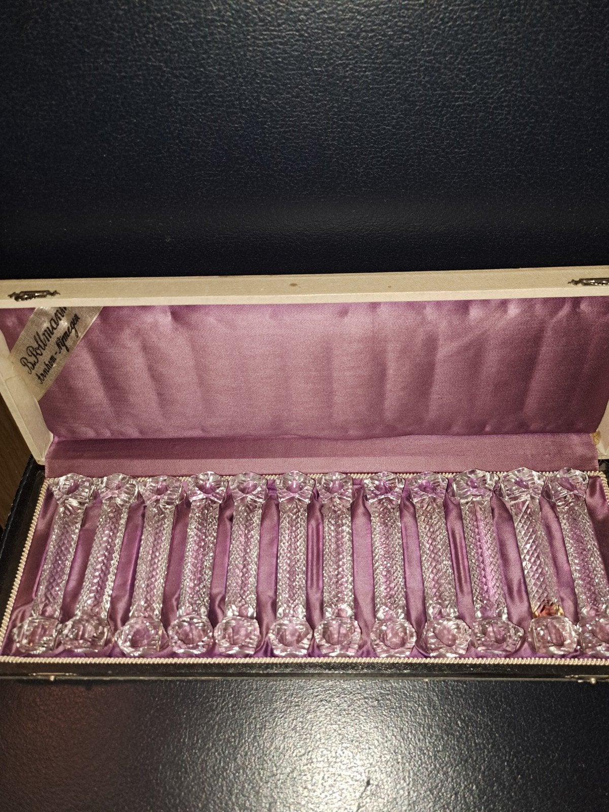 Set van 12 kristallen messenleggers in originele doos, Ophalen of Verzenden