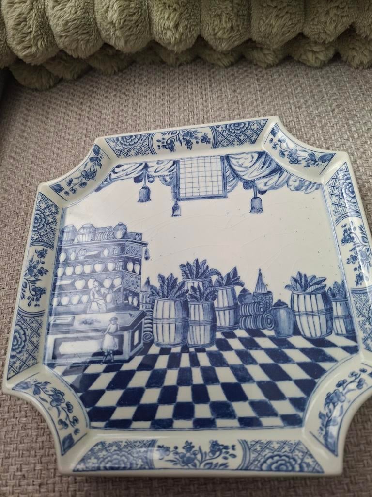 Delftsblauw bordje 't Delftsche Huys Handwerk, Ophalen of Verzenden