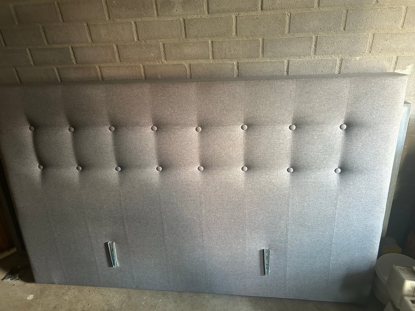 Achterwand bed 180x110 cm - Grijs gestoffeerd, Ophalen, Gebruikt, Tweepersoons, 180 cm