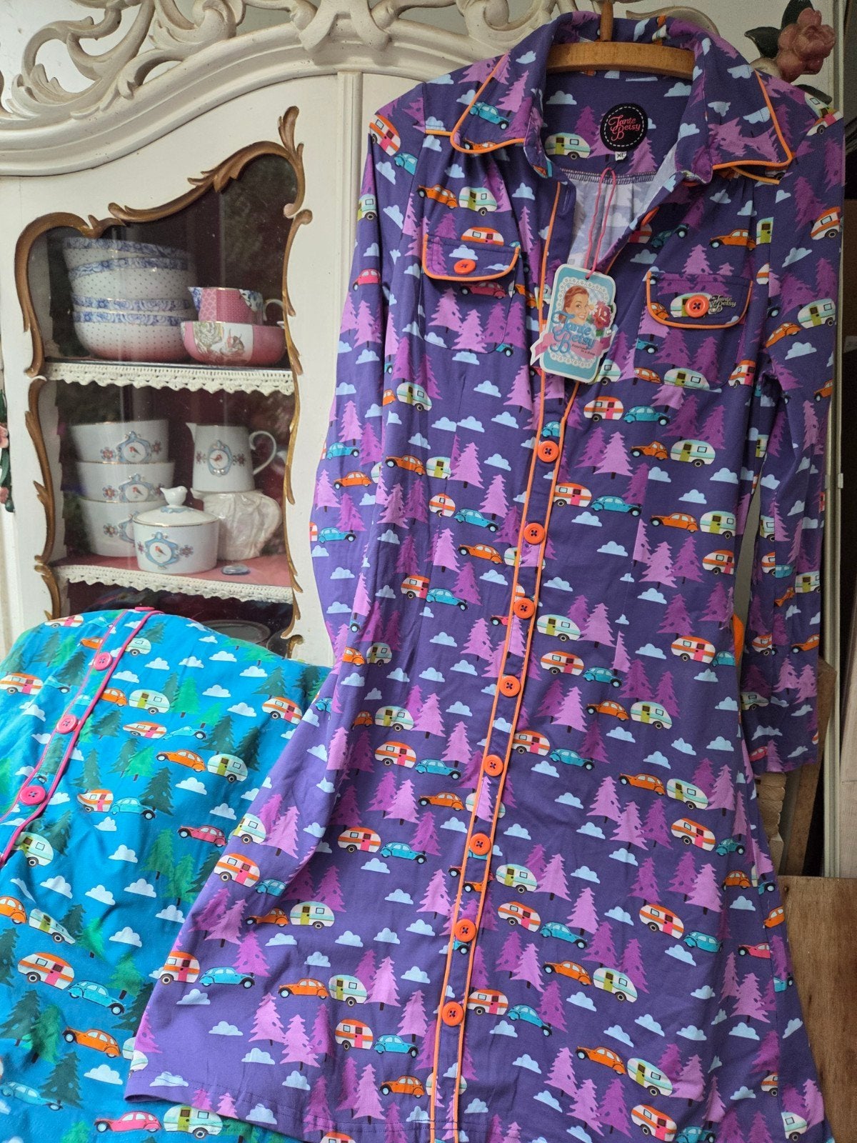 Tante Betsy Happy Caravan XL. Nieuw met kaartje, Kleding | Dames, Jurken, Tante Betsy, Paars, Maat 46/48 (XL) of groter, Nieuw