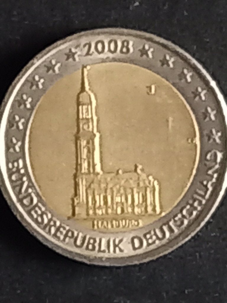 039: 2 Euromunt in goede staat Duitsland 2008 Hamburg (F), Verzenden, Duitsland, 2 euro, Losse munt