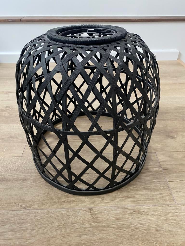 3 x Hanglamp van riet. Mat zwart, Huis en Inrichting, Ophalen, Zo goed als nieuw, Zwart, Metaal