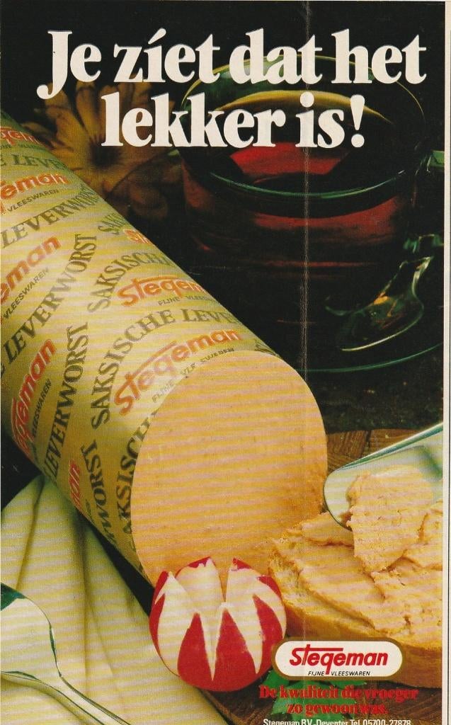 Retro reclame 1984 Stegeman lekkere fijne leverworst, Verzenden, Overige typen