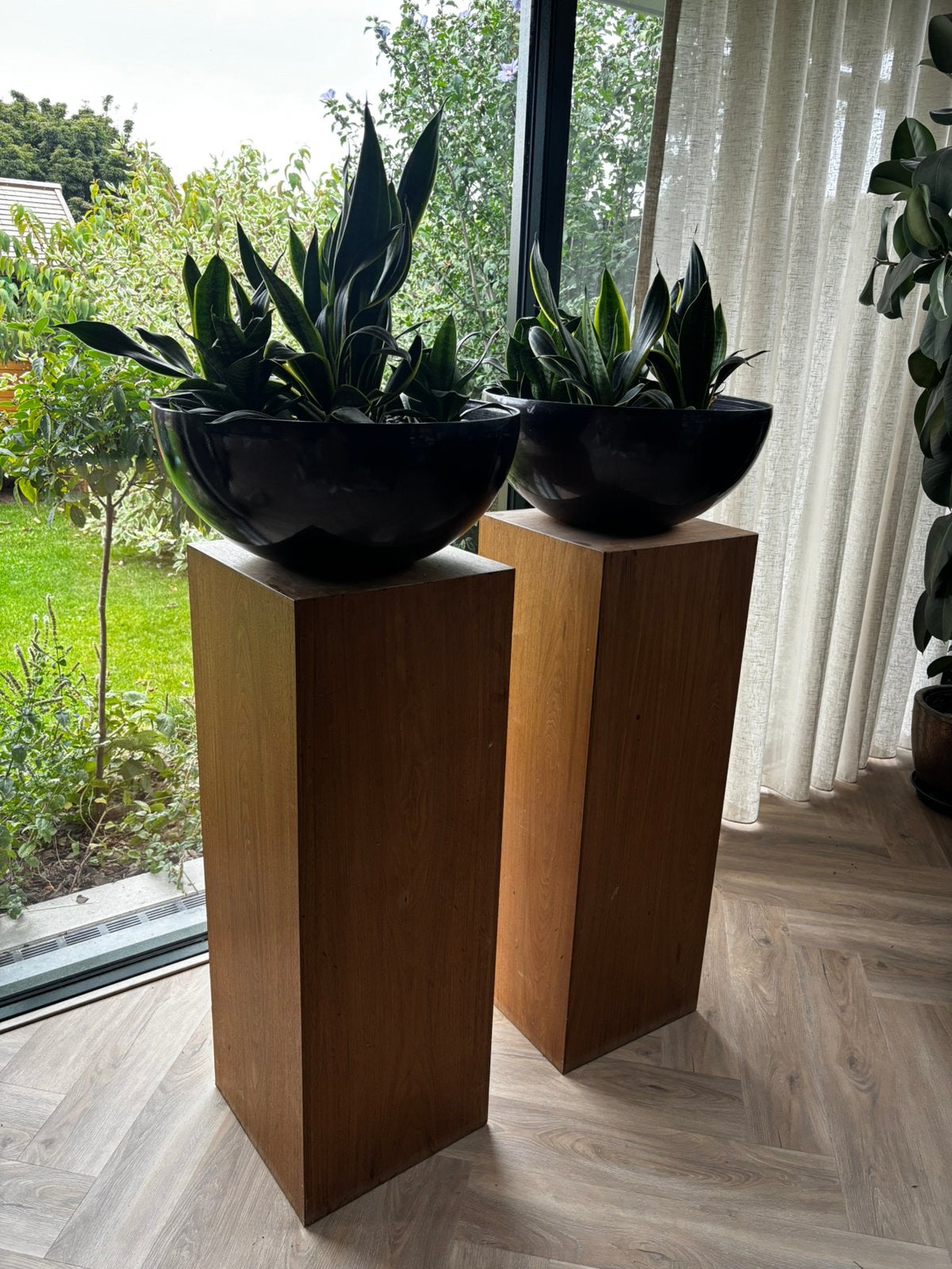 Zuilen inclusief Artstone bloembakken en planten, Ophalen, Zo goed als nieuw