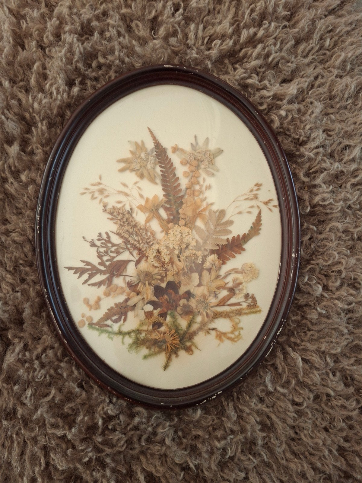 vintage schilderijtje met droogbloemen, Ophalen of Verzenden