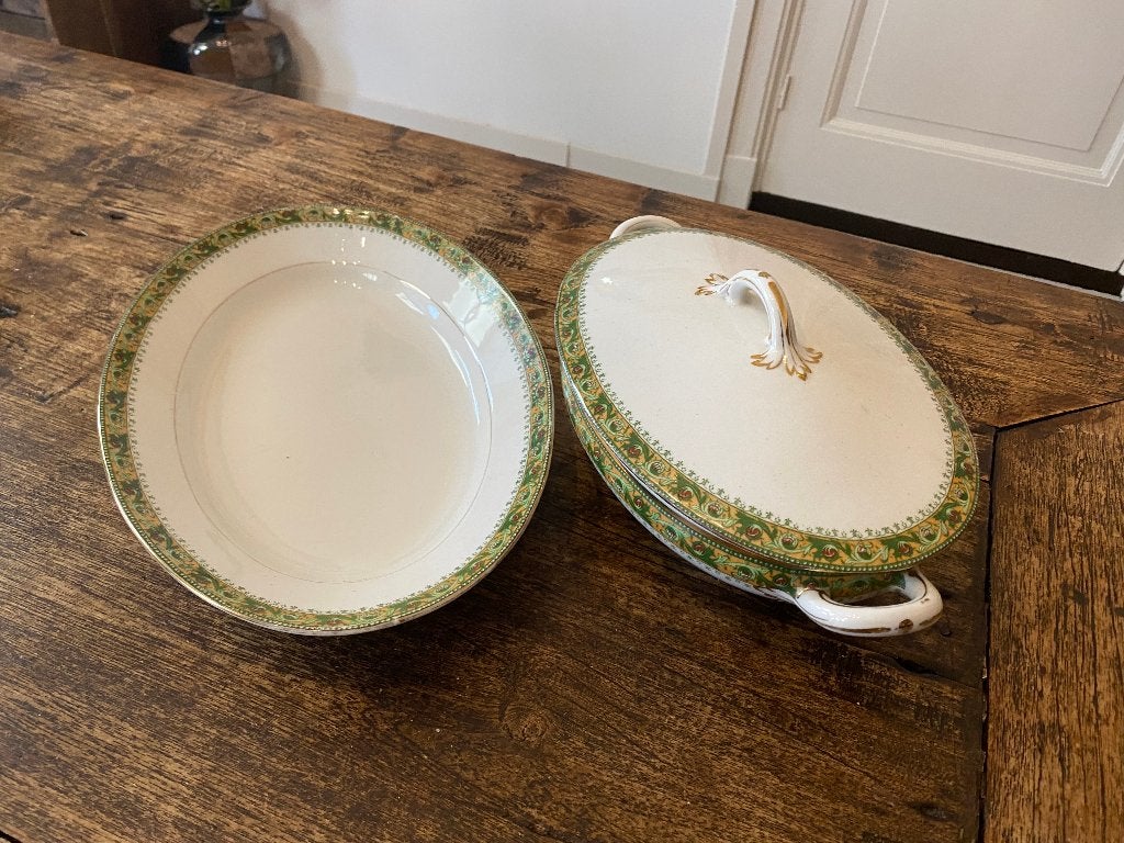 Antiek, brocante dekschaal en vleesschaal Limoges Frankrijk, Antiek en Kunst, Ophalen of Verzenden