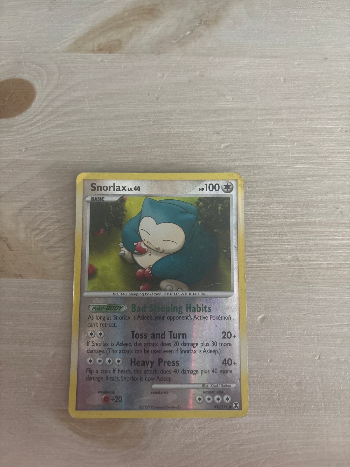 Snorlax LV.40 Shiny Pokémon kaart, Ophalen of Verzenden, Zo goed als nieuw, Losse kaart, Foil