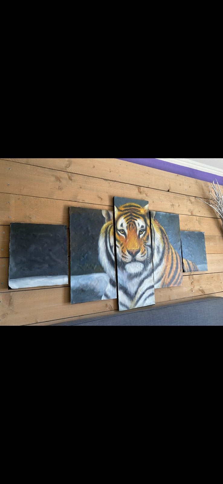 Tijger schilderij doek op frame, Ophalen of Verzenden, Zo goed als nieuw