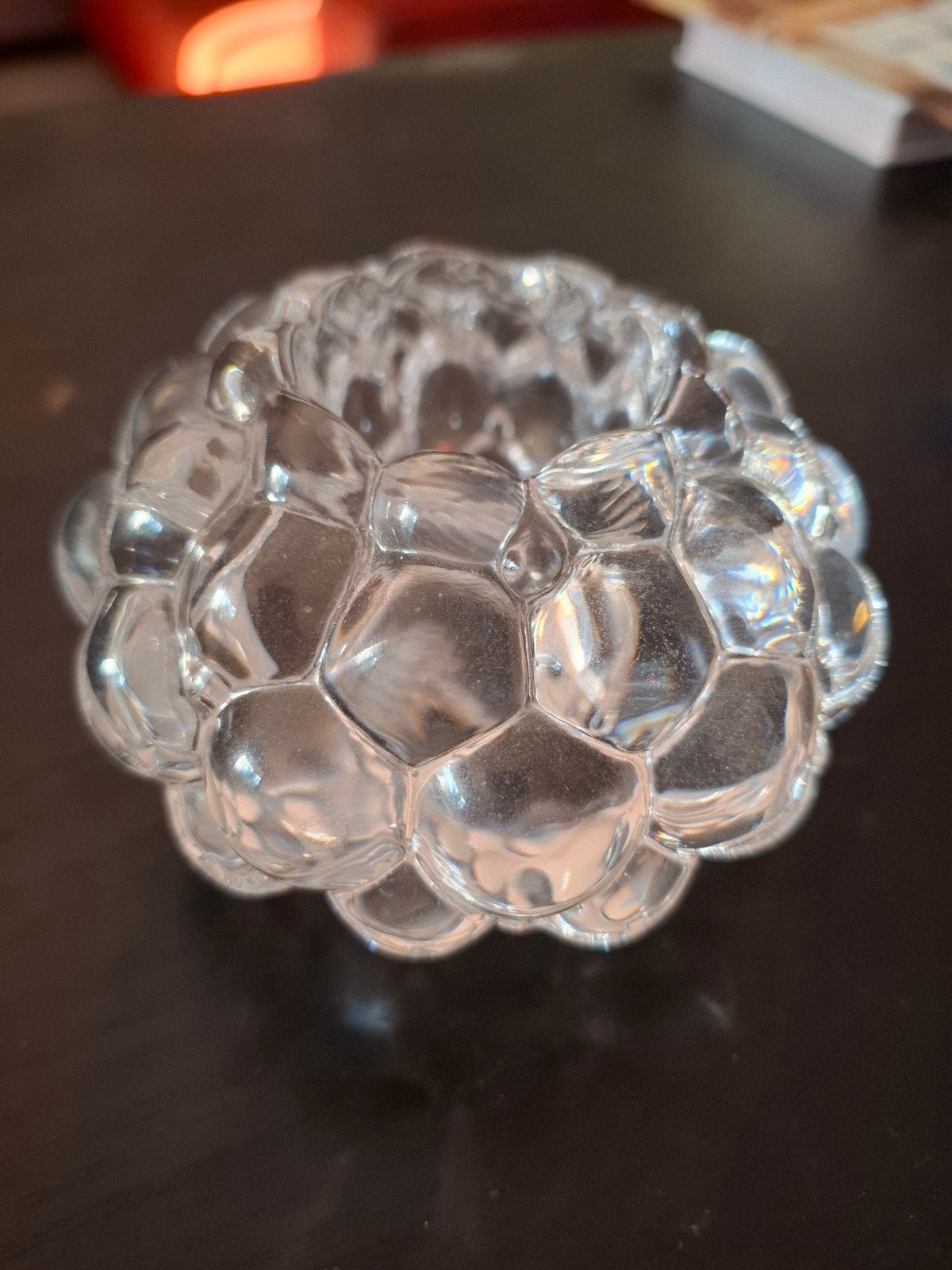 Orrefors Raspberry kristallen waxinelichthouder, Ophalen of Verzenden
