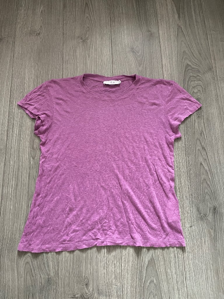 IRO PARIS dames paarse linnen ronde hals t-shirt top mt S, Paars, Ophalen of Verzenden, Korte mouw, Maat 36 (S)