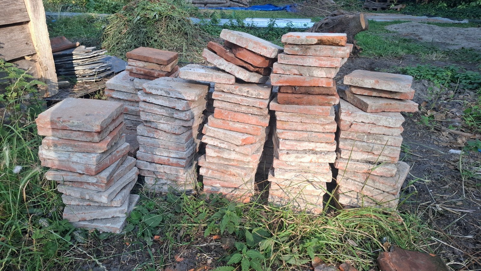 Gratis gebruikte tegels, rood 22,5x22,5, Ophalen, Gebruikt, Beton, Terrastegels