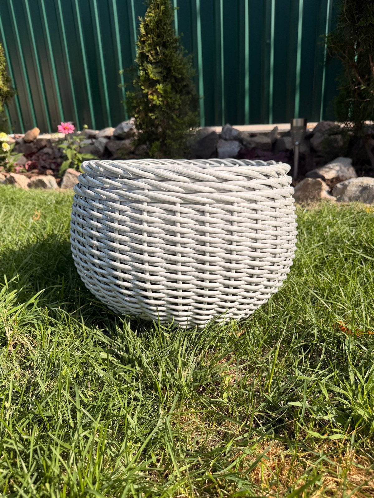 Luxe bloempoot voor buiten, weerbesteding kunstof rotang, Tuin en Terras, Ophalen, Kunststof, Rond, Nieuw