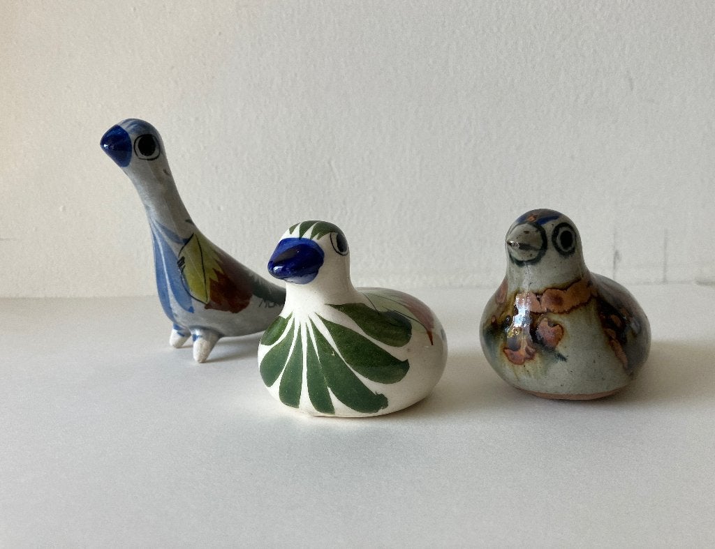 3 aardewerken vogels, volkskunst, Mexico, Tonalá., Steen/keramiek, Mexico, Ophalen of Verzenden, 9 cm