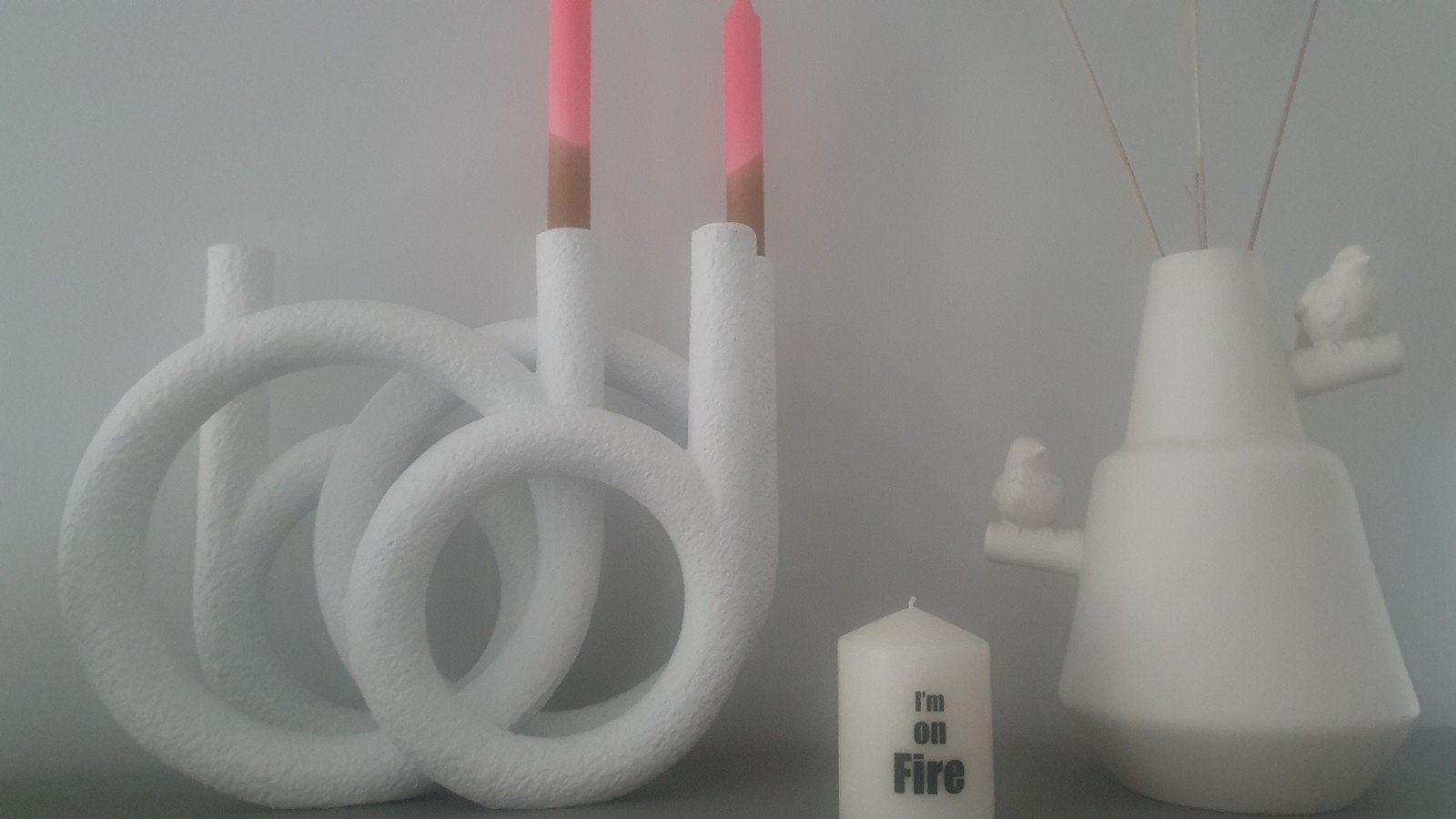 Kandelaar, ring van pt, wit. PRESENT TIME., Ophalen of Verzenden, Wit, Overige materialen, Minder dan 25 cm