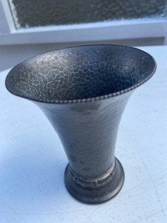 GERO tin, antiek vaasje, gehamerd, hoogte 13 cm, Antiek en Kunst, Antiek | Tin, Ophalen