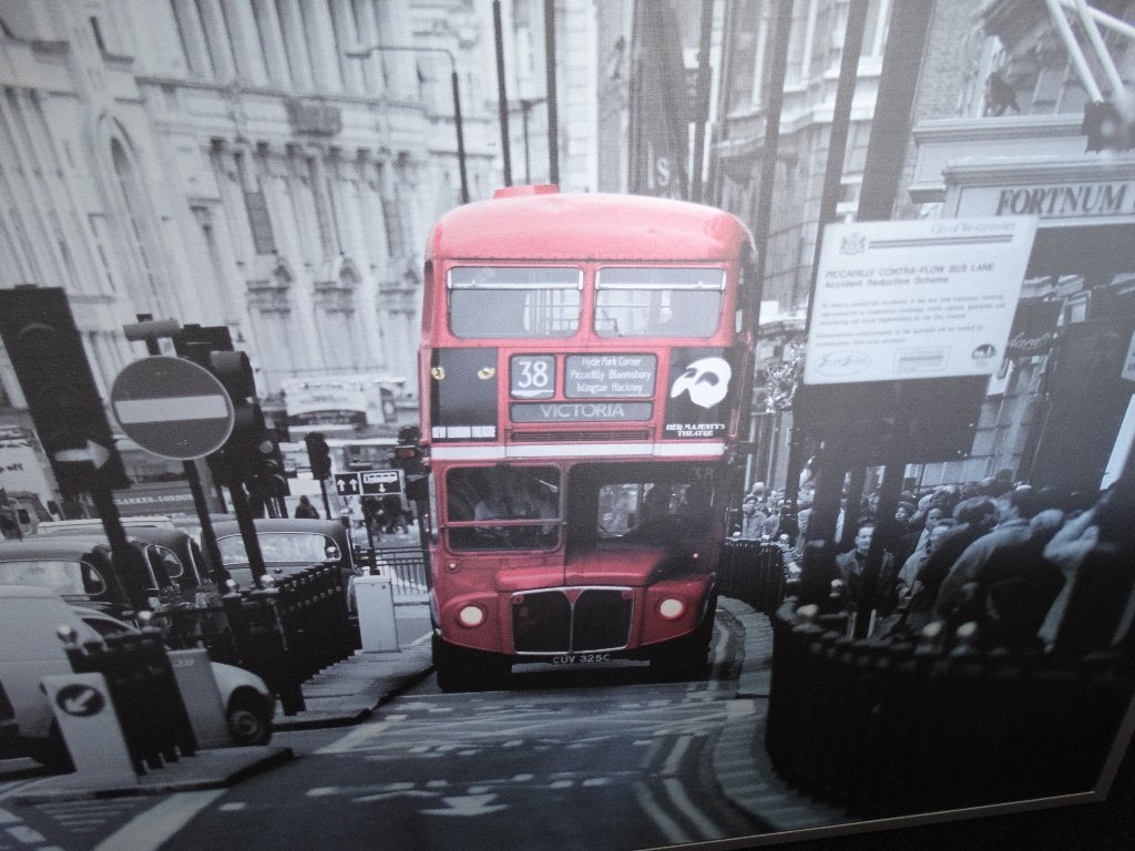 Mooie canvasfoto van een Londense bus., Ophalen