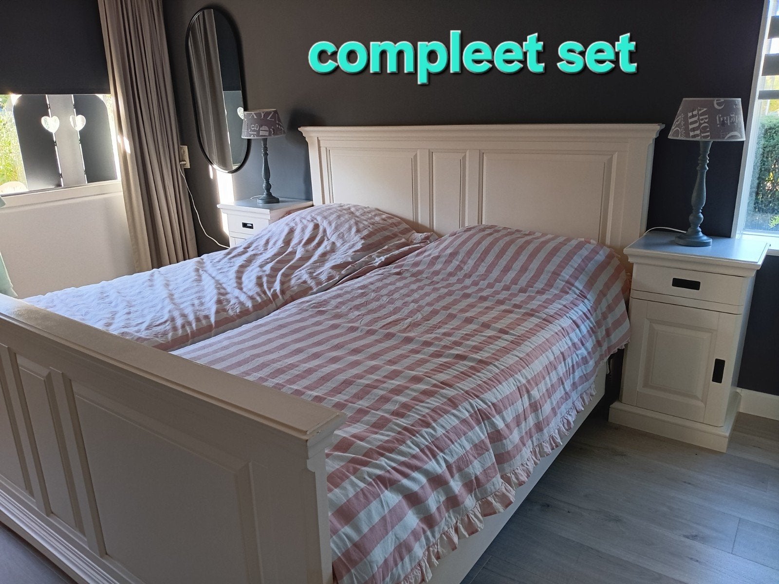Degelijk bed, incl elektrische lattenbodem en nachtkastjes., Ophalen, Overige materialen, Verstelbaar, Tweepersoons