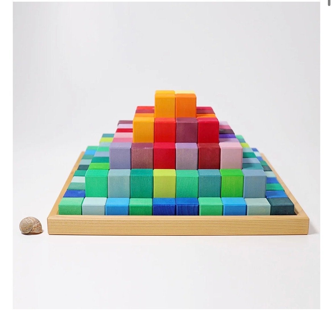 Houten bouwblokken regenboog piramide, Ophalen, Zo goed als nieuw, Overige merken