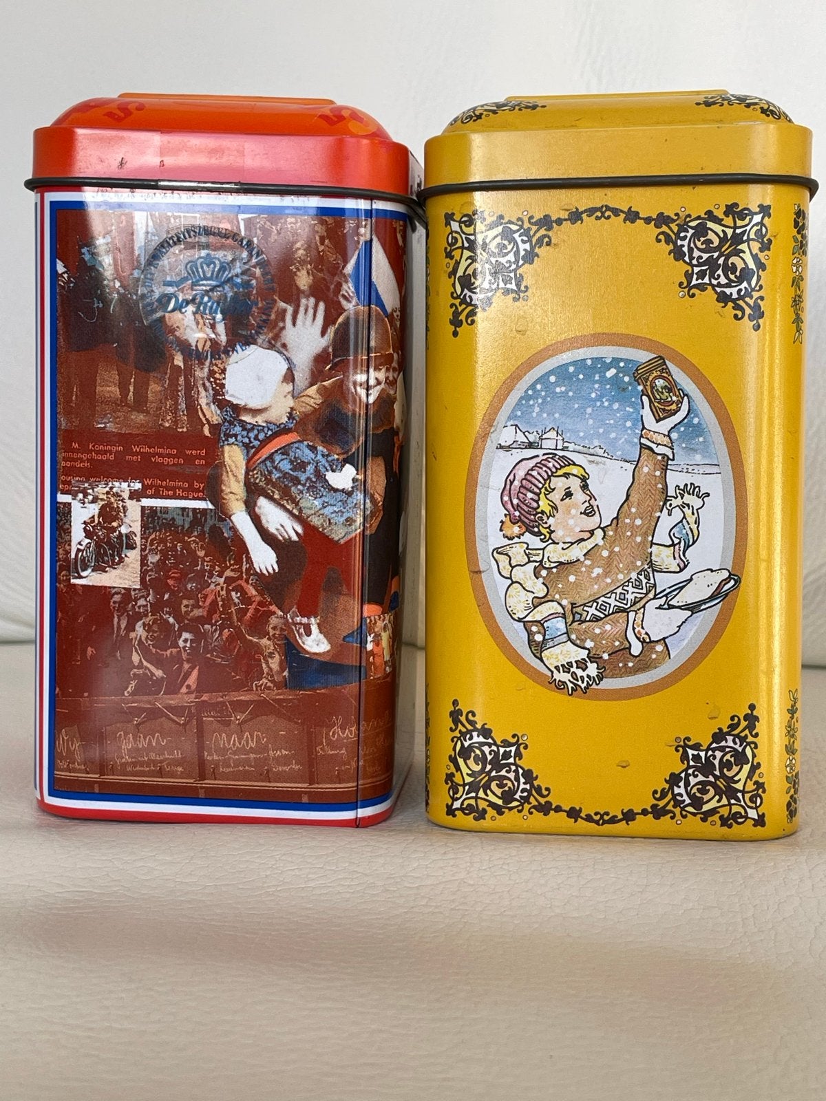 2 Vintage De Ruijter Blikken: Oranje Hagel & Gestampte Muisj, Verzamelen, Ophalen of Verzenden, Gebruikt, Overige, Overige merken