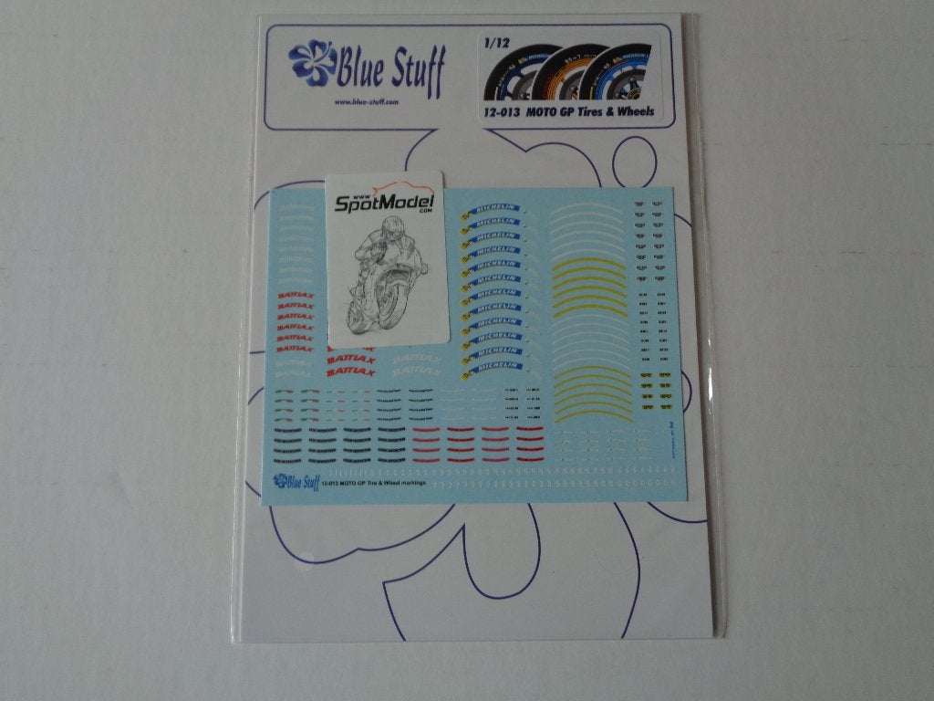 Banden en wiel Decals 1:12 MOTO GP ( Blue Stuff), Overige merken, Auto, 1:32 tot 1:50, Nieuw