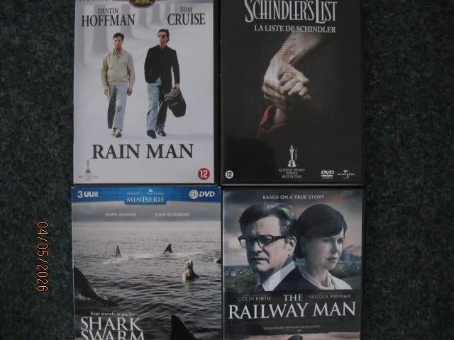 19D1,5: rain man -schindler's list -shark swarm -railway man, Vanaf 16 jaar, Ophalen of Verzenden, Zo goed als nieuw, Boxset