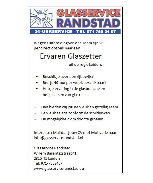Ervaren Glaszetter, 33 - 40 uur, Overige niveaus, Starter, Overige vormen