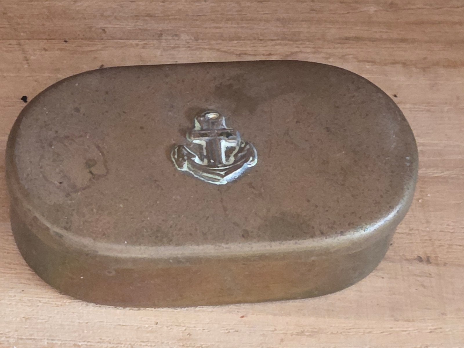Antieke koperen doos met ankerdecoratie, Ophalen of Verzenden, Koper