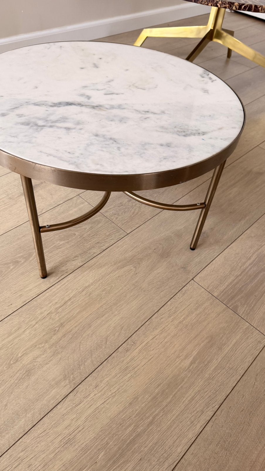H&M HOME bijzettafel/plantentafel van marmer, Huis en Inrichting, Gebruikt, Rond, Overige materialen, Minder dan 45 cm