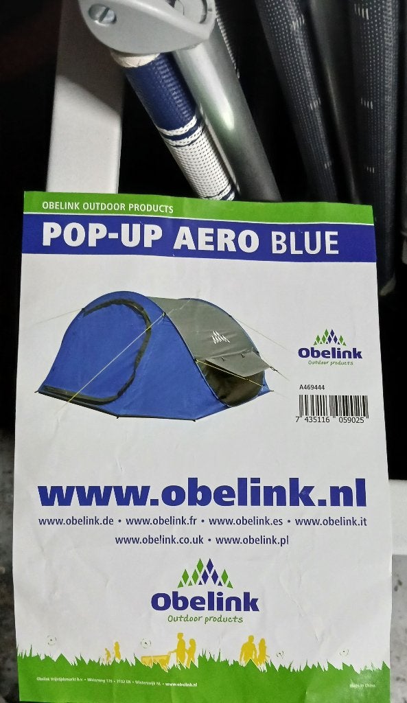 pop up tent Obelink 2 persoons, Caravans en Kamperen, Tenten, Ophalen, Zo goed als nieuw, Tot en met 2