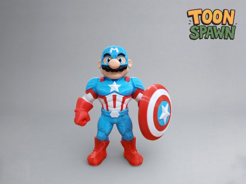 Captain Mario – Captain America X Mario – 28 cm, Ophalen of Verzenden, Nieuw, Overige typen