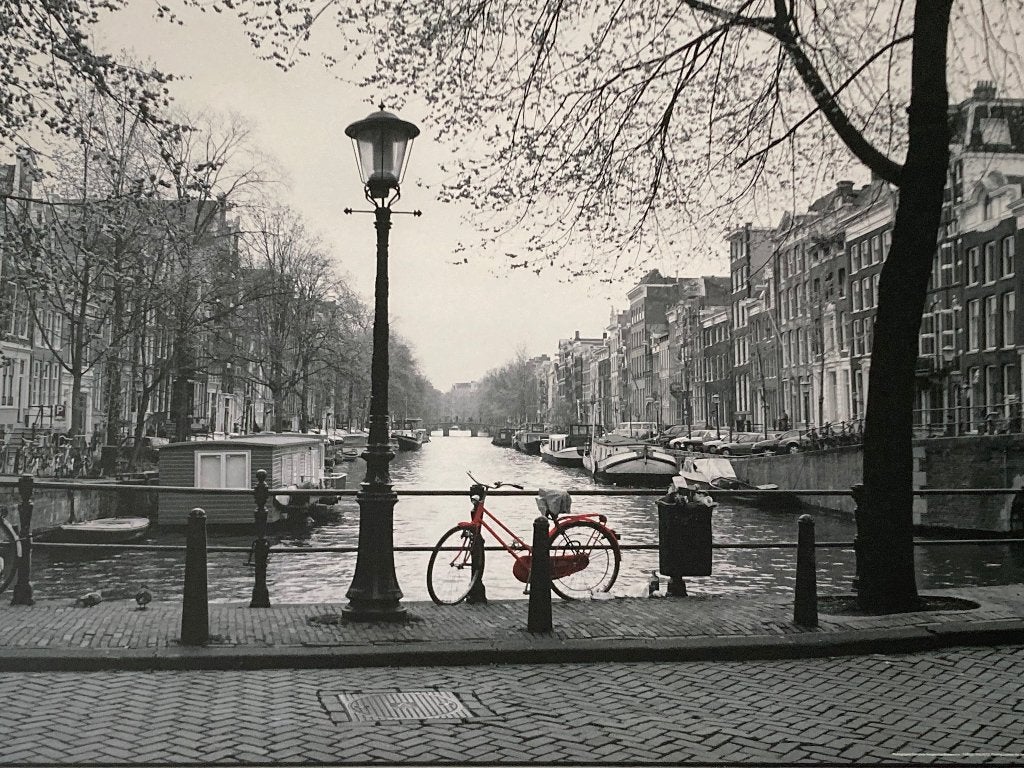 Schiderij amsterdamste grachten, Ophalen, 125 cm of meer, Zo goed als nieuw, Schilderij