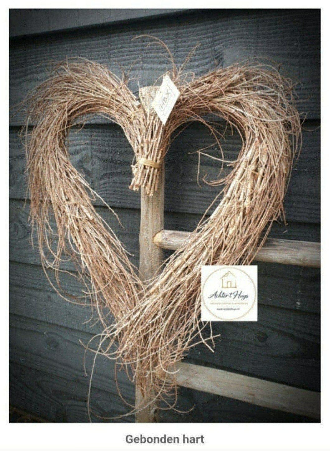 Hart van takken - krans - decoratie - zomer, Ophalen of Verzenden, Nieuw, Krans, Natuurlijk materiaal