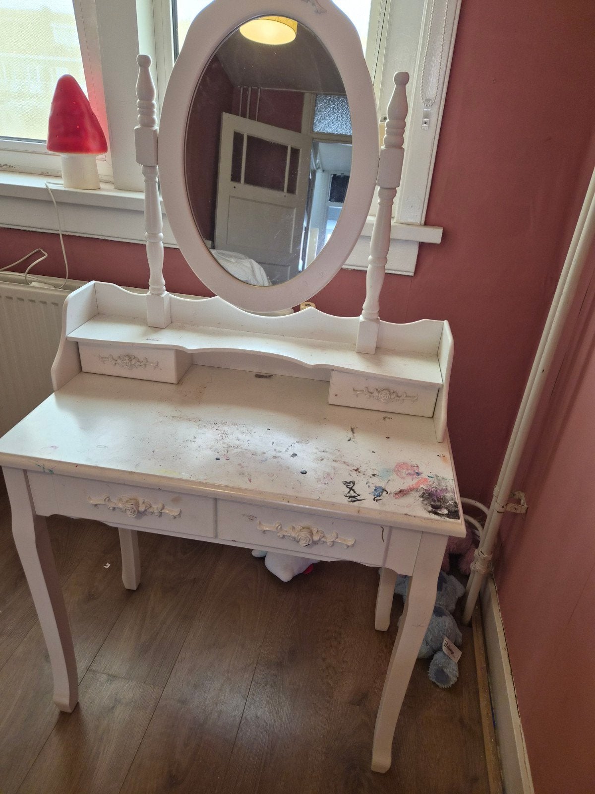 Make-up tafel met spiegel en kruikje, Ophalen, Minder dan 50 cm, Gebruikt, Minder dan 100 cm