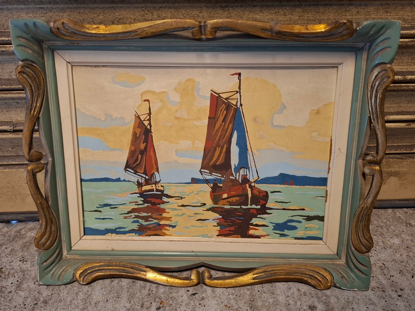 Uniek geschilderd dienblad met zeilboten, Ophalen of Verzenden, Zo goed als nieuw, Minder dan 50 cm, 5 – 50