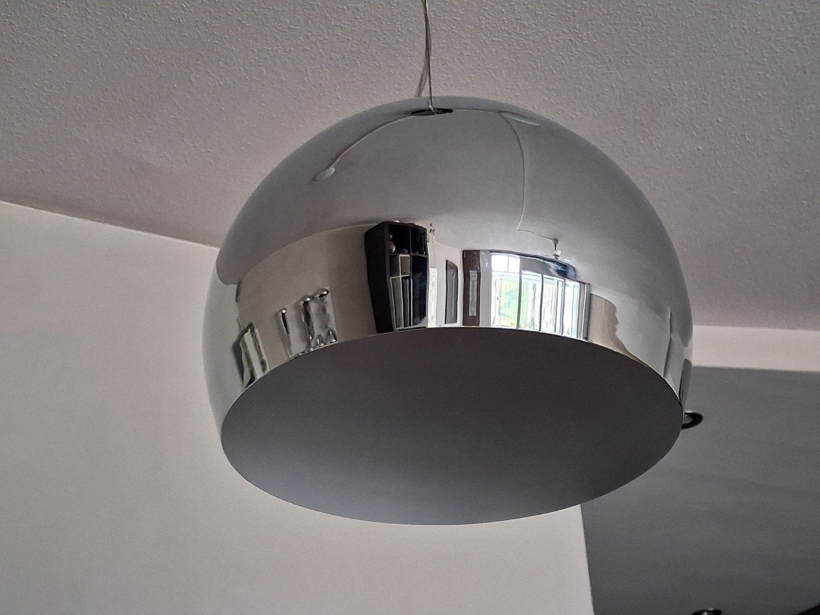Loods 5 Chrome Hanglamp, Huis en Inrichting, Lampen | Hanglampen, Ophalen, E27 (groot), Zo goed als nieuw, Metaal