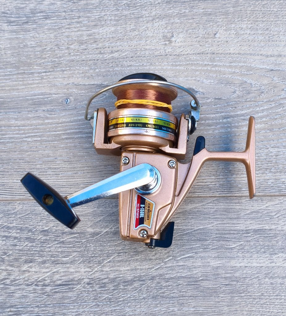 Vintage molen daiwa b-150rl bronzen serie - made in korea, Watersport en Boten, Hengelsport | Algemeen, Ophalen of Verzenden, Gebruikt