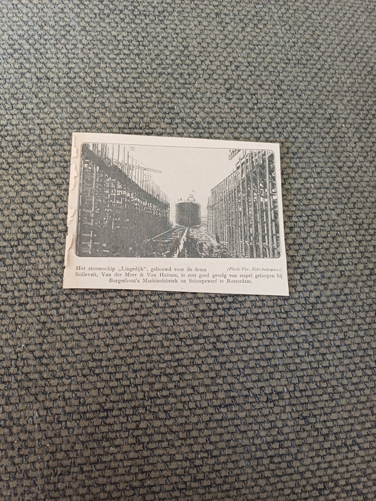 knipsel stoomschip Lingedijk 1921, Verzamelen, Ophalen of Verzenden, Gebruikt, Kaart, Foto of Prent