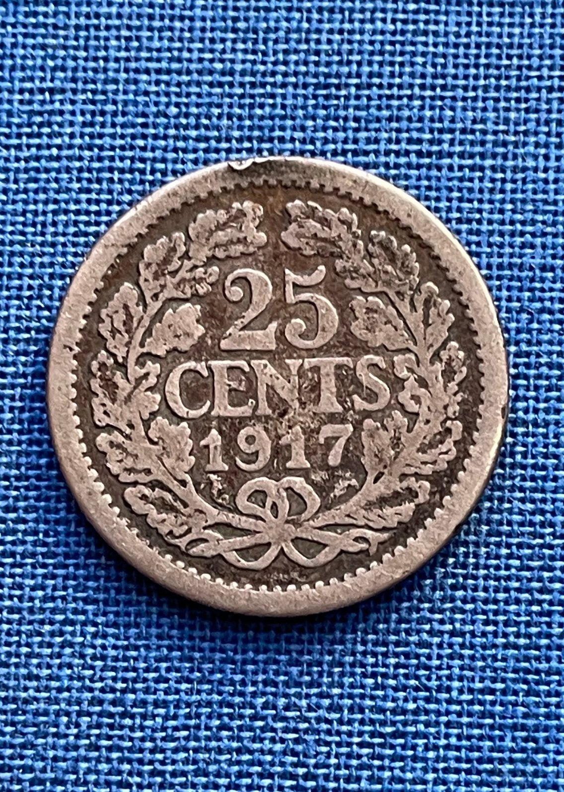 Te koop 25 cents wilhelmina jaar 1917. Fraai, Postzegels en Munten, Munten | Nederland, Verzenden, Koningin Wilhelmina, 25 cent