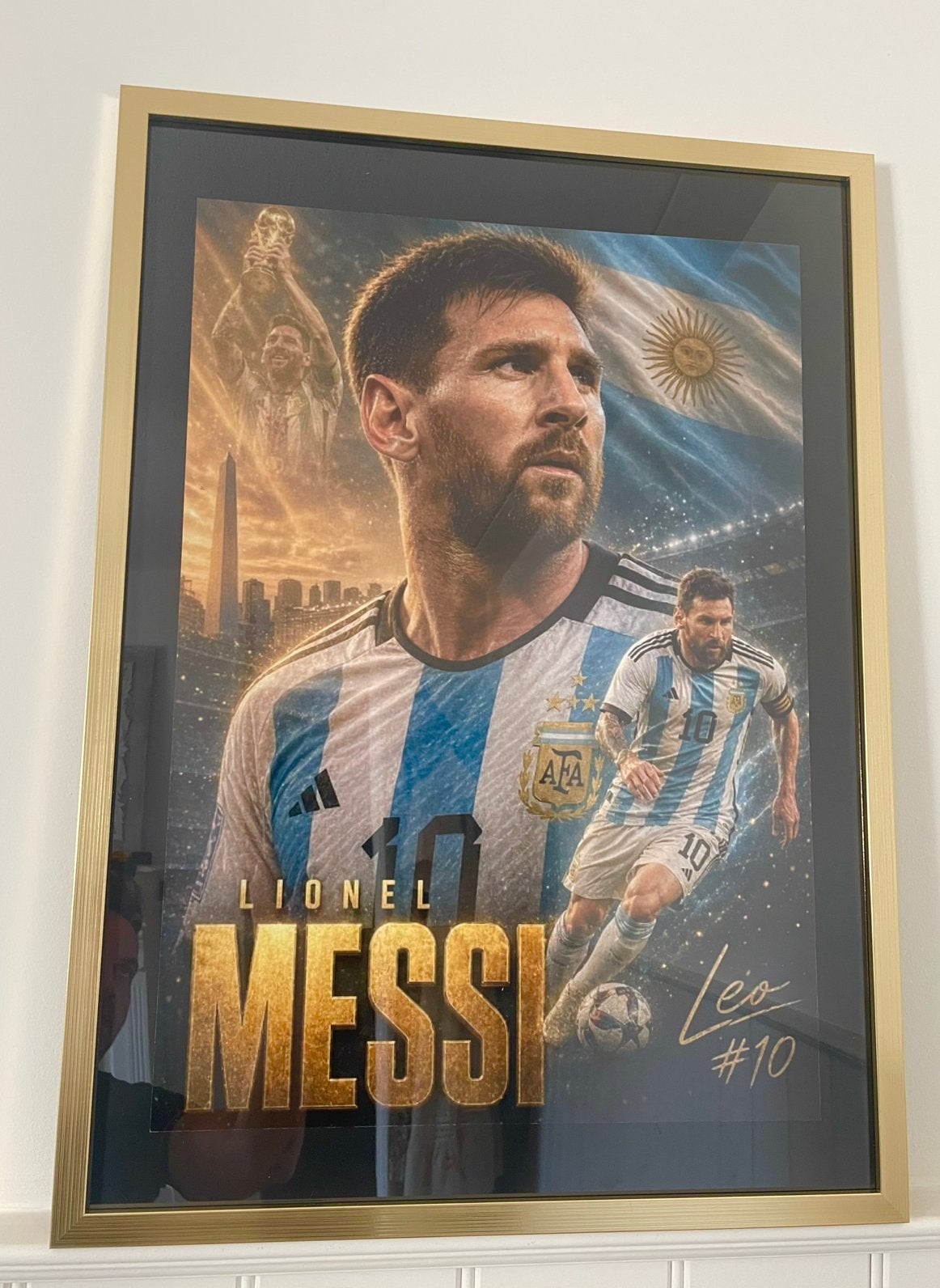 Fotolijst Messi Argentinië 70 x 50 cm, Ophalen of Verzenden, Zo goed als nieuw, Film en Tv