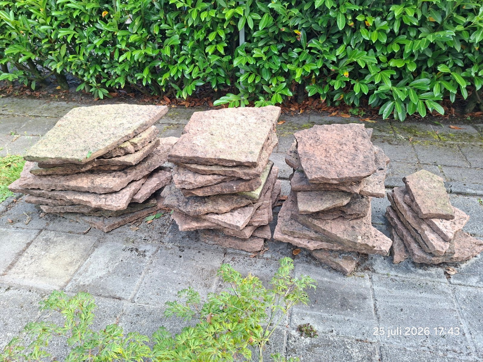 Rode natuurstenen staptegels (ca. 50 stuks), Ophalen, Gebruikt, Natuursteen, Overige typen