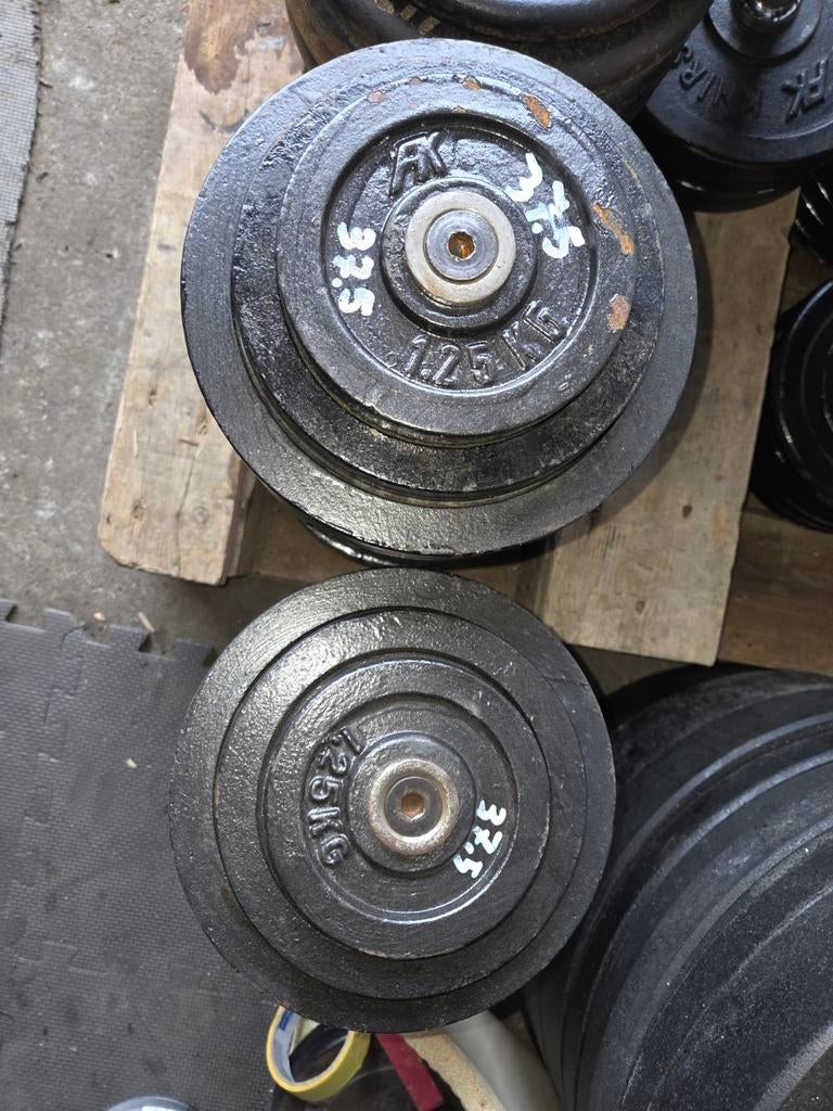 Halterset met diverse gewichten, Ophalen, Gebruikt, Rug, Halterset