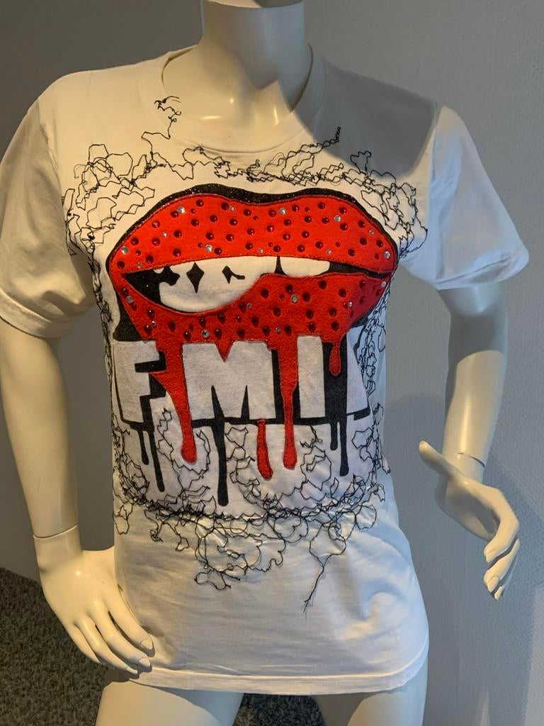 American apparel shirt met steentjes maat s, Kleding | Dames, Wit, Ophalen of Verzenden, Zo goed als nieuw, Korte mouw